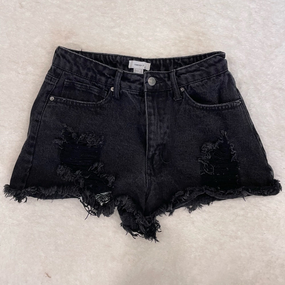 Forever 21 Distressed High-Rise Jean Shorts
